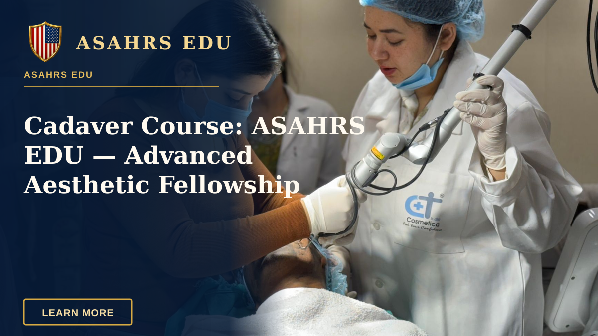 Cadaver Course: ASAHRS EDU — Advanced Aesthetic Fellowship — A beautician administering cosmetic treatment to client in clinic.