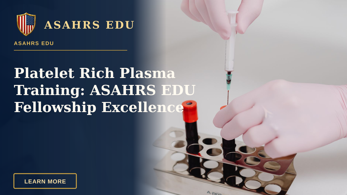 Platelet Rich Plasma Training: ASAHRS EDU Fellowship Excellence — Close-up of lab technician's hands with gloves handling blood samples.