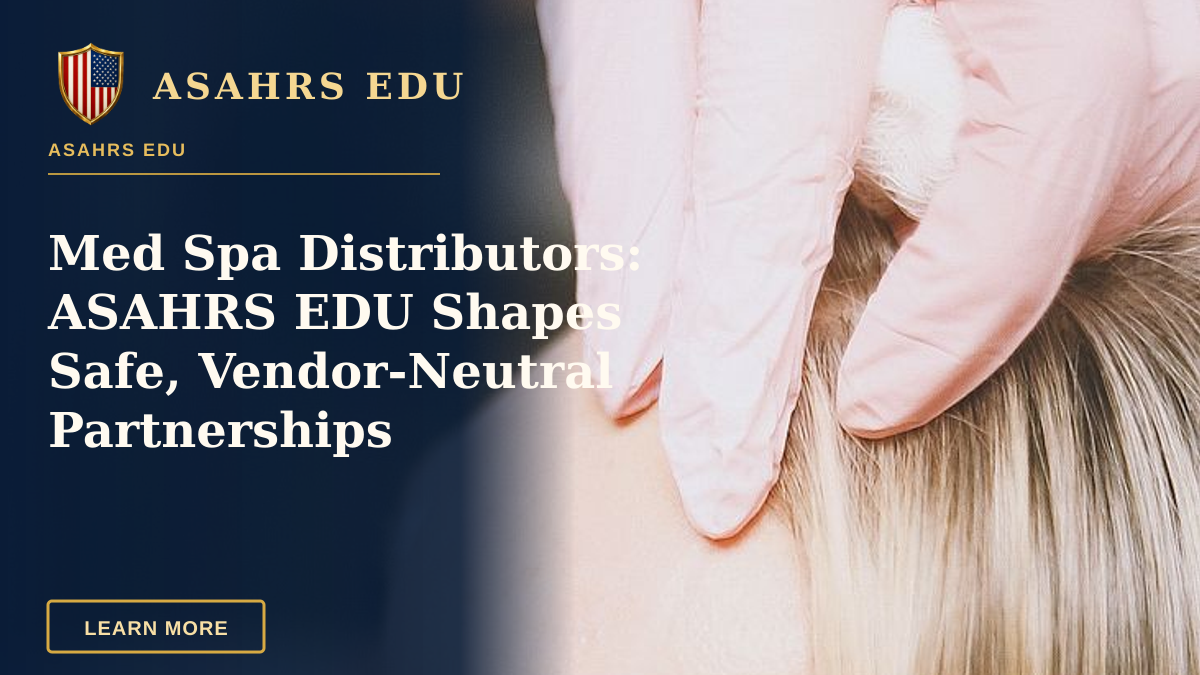 Med Spa Distributors: ASAHRS EDU Shapes Safe, Vendor‑Neutral Partnerships — Close-up of a cosmetic injection procedure in a modern spa setting, enhancing beauty and wellness.