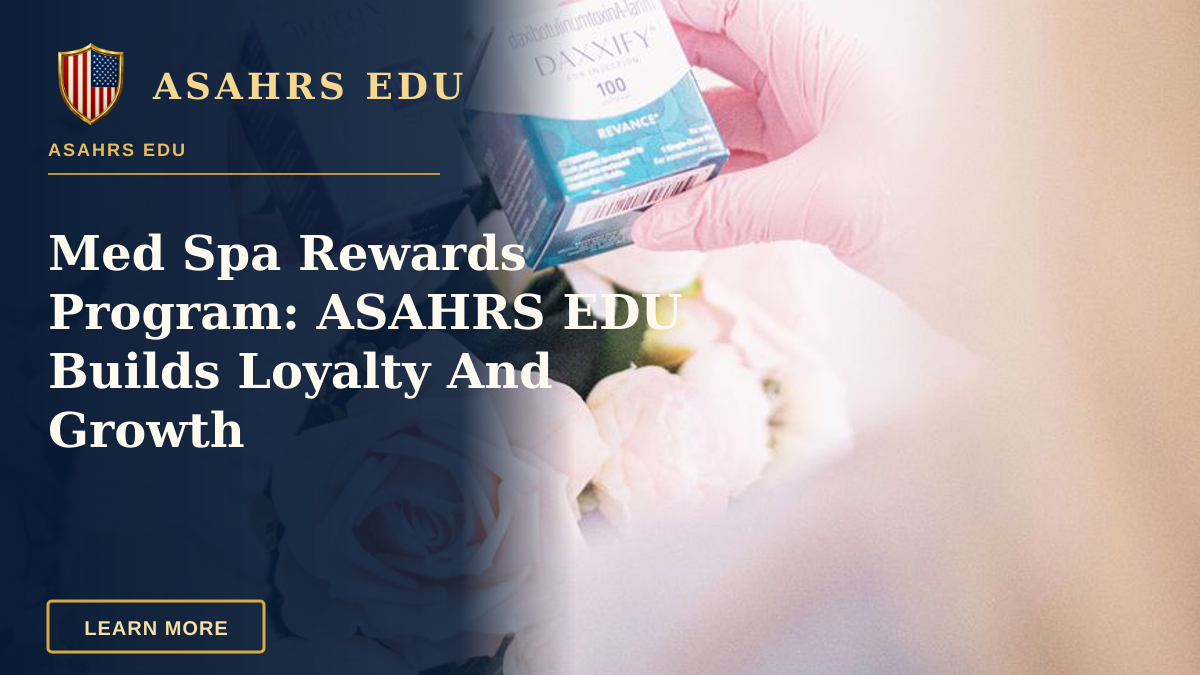 Med Spa Rewards Program: ASAHRS EDU Builds Loyalty And Growth — Hands wearing pink gloves holding dermal filler boxes over floral arrangement in a clinic.