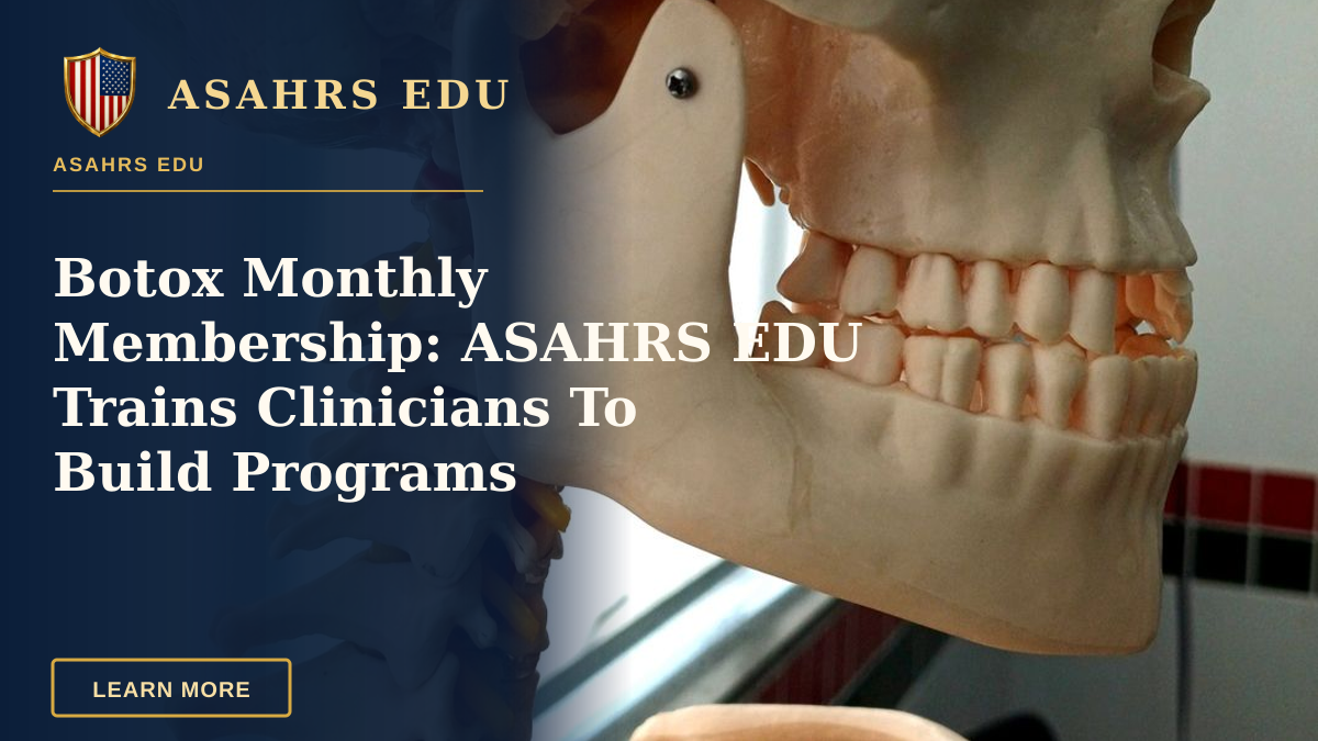 Botox Monthly Membership: ASAHRS EDU Trains Clinicians To Build Programs — Close-up of a plastic human skull model used for educational purposes in a classroom setting.