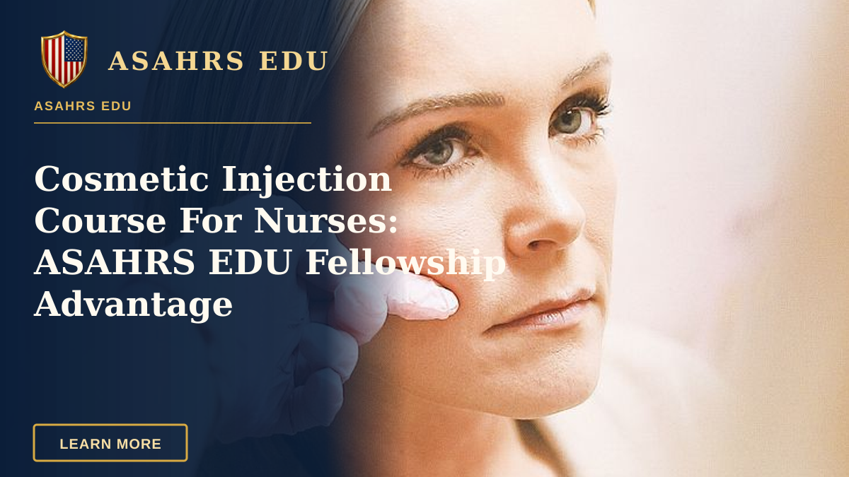 Cosmetic Injection Course For Nurses: ASAHRS EDU Fellowship Advantage — Close-up of a woman receiving a cosmetic injection at a modern beauty clinic.
