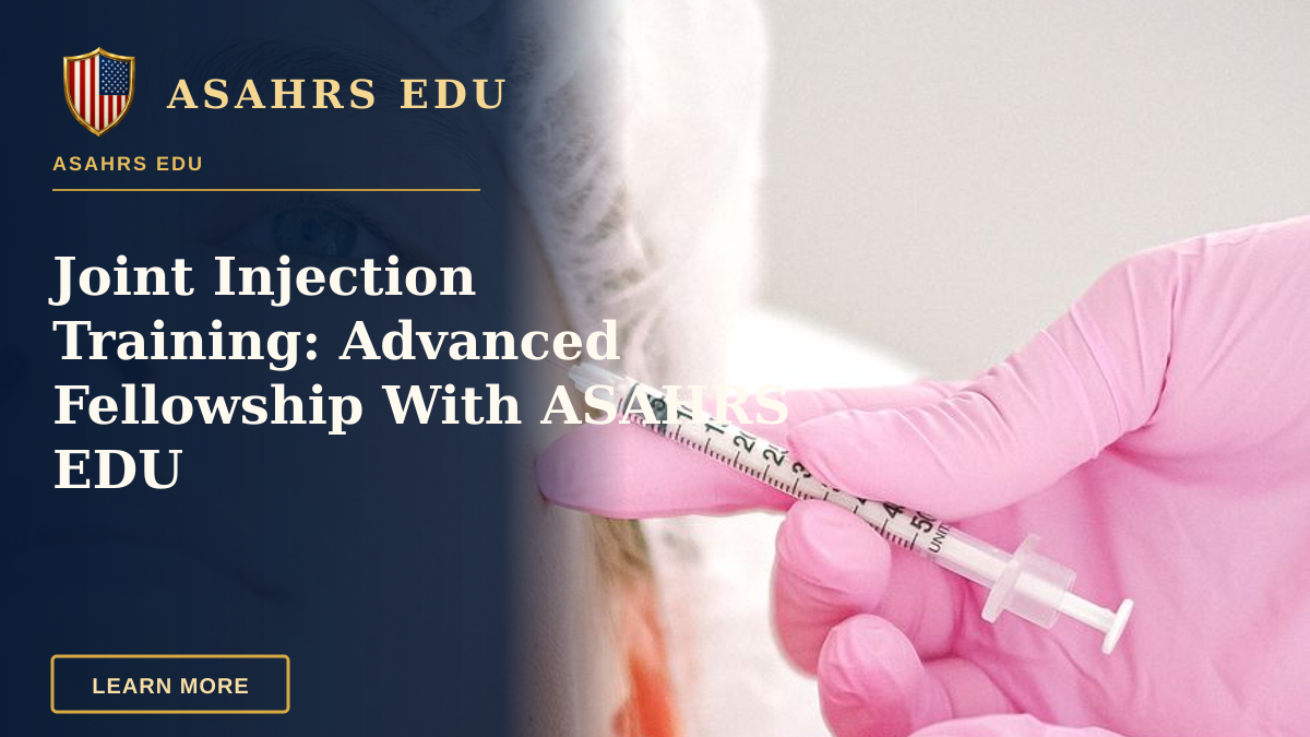 Joint Injection Training: Advanced Fellowship With ASAHRS EDU — Close-up of a beautician administering facial injection treatment to a woman in a clinical setting.