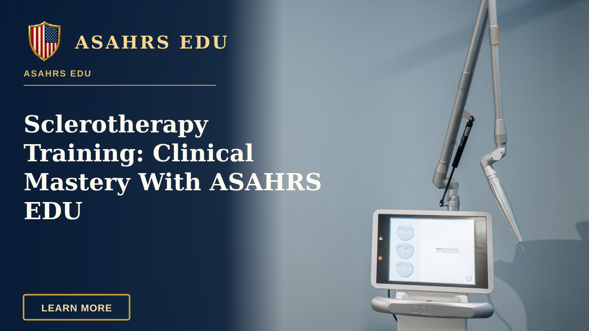 Sclerotherapy Training: Clinical Mastery With ASAHRS EDU — A high-tech medical device with a tablet screen in a clinical environment.