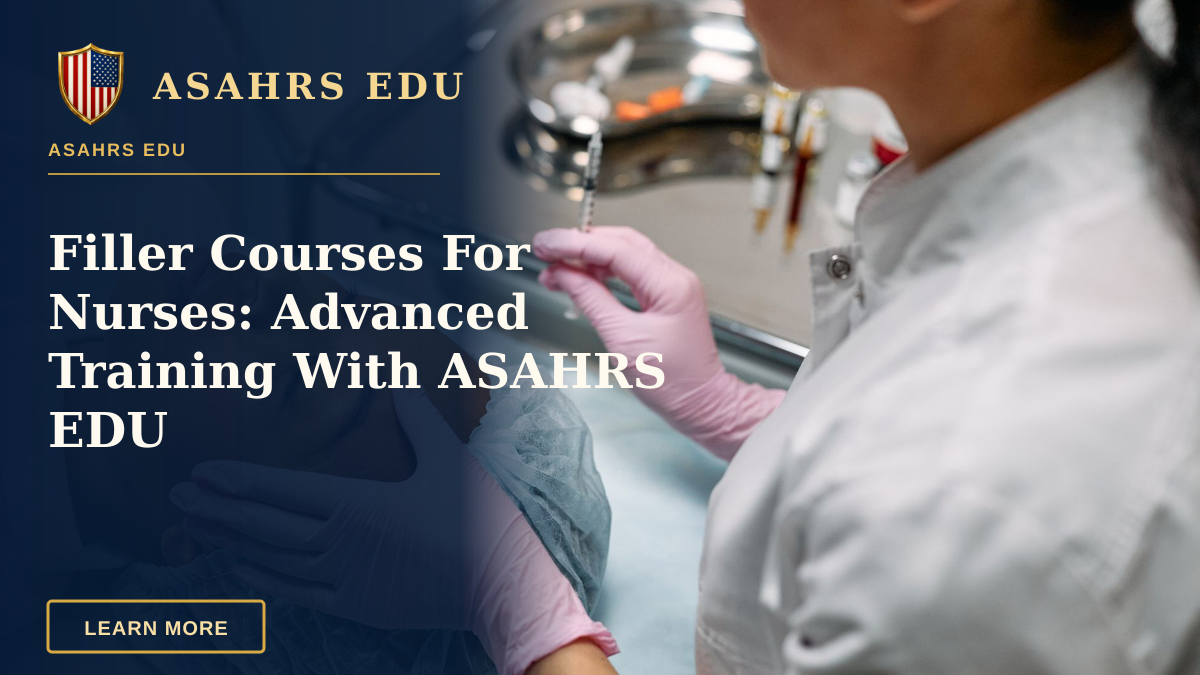 Filler Courses For Nurses: Advanced Training With ASAHRS EDU — Professional administering skincare treatment with syringe indoors.