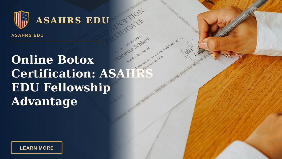 Online Botox Certification: ASAHRS EDU Fellowship Advantage — Close-up view of a hand signing an official child adoption certificate document.