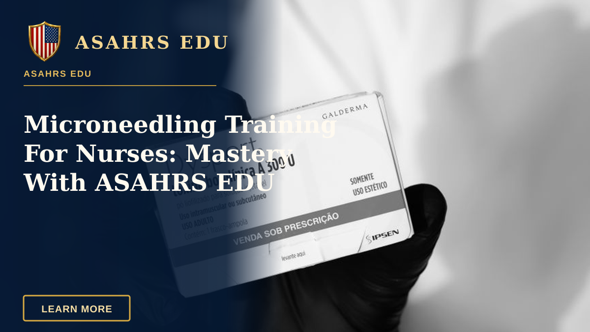Microneedling Training For Nurses: Mastery With ASAHRS EDU — Black and white image of a gloved hand holding a Dysport botulinum toxin box, indicating medical or cosmetic use.