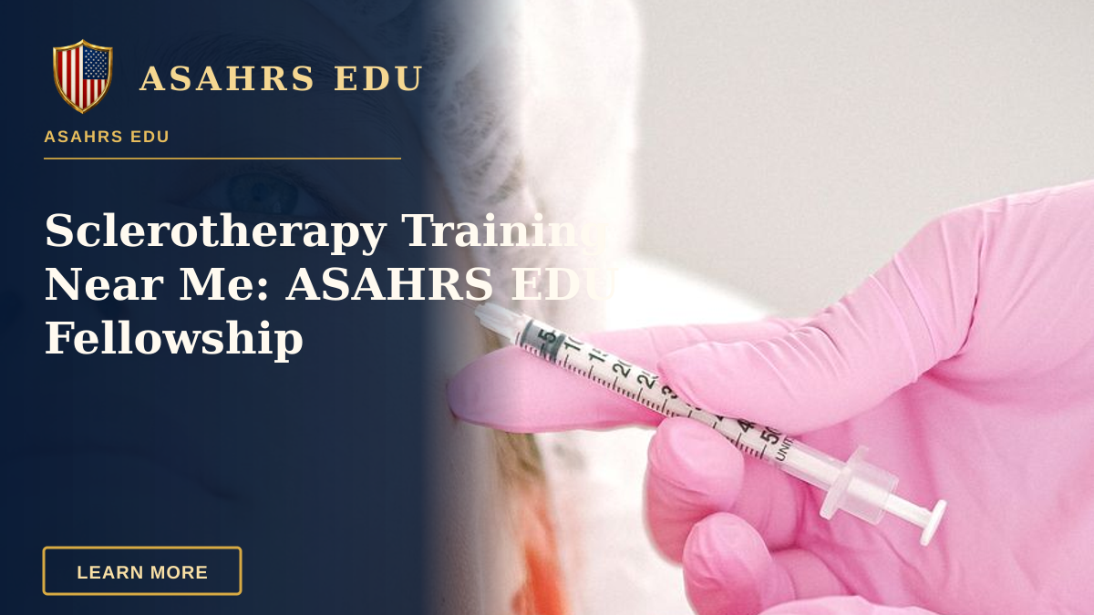 Sclerotherapy Training Near Me: ASAHRS EDU Fellowship — Close-up of a beautician administering facial injection treatment to a woman in a clinical setting.