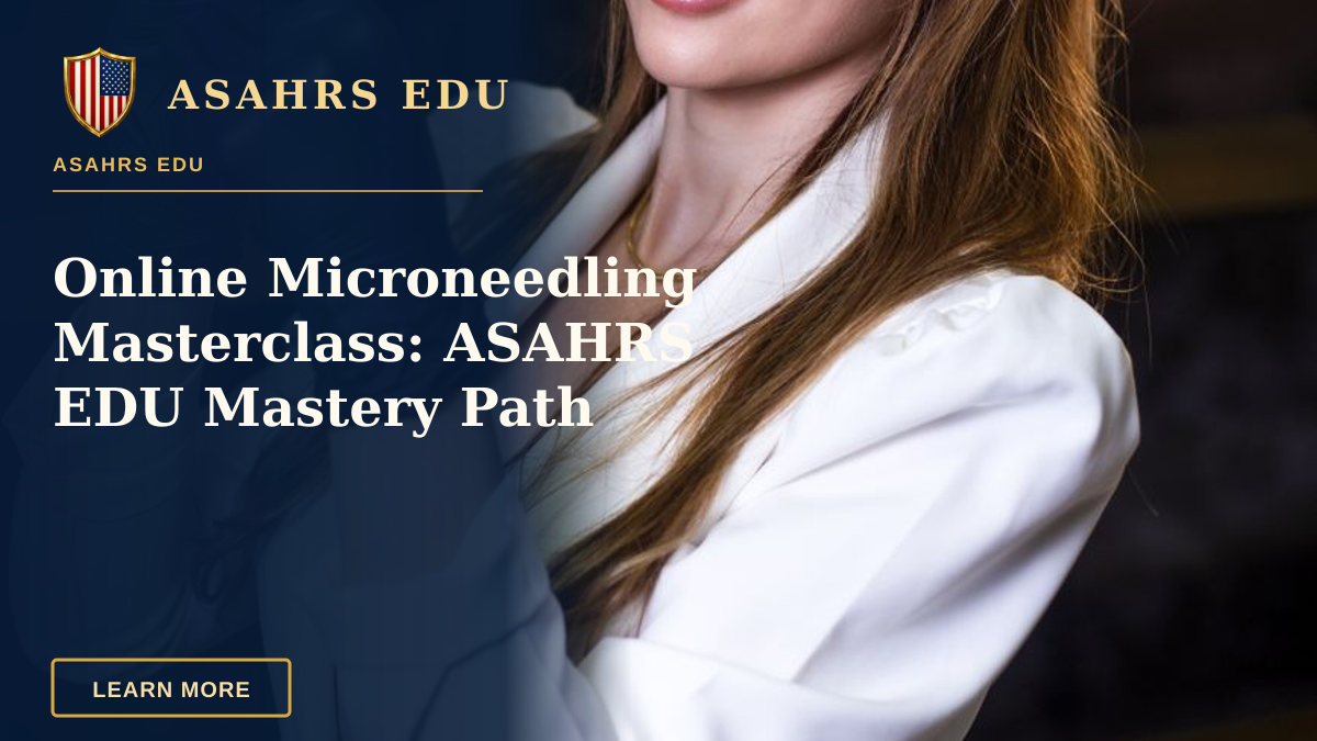 Online Microneedling Masterclass: ASAHRS EDU Mastery Path — Female cosmetic expert holding a syringe, ready for procedure, evening setting.
