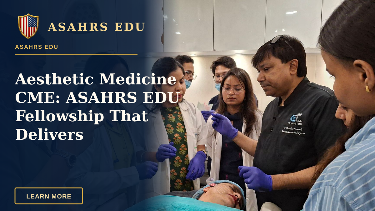 Aesthetic Medicine CME: ASAHRS EDU Fellowship That Delivers — Dermatologists in training perform a procedure under supervision in a clinical setting.
