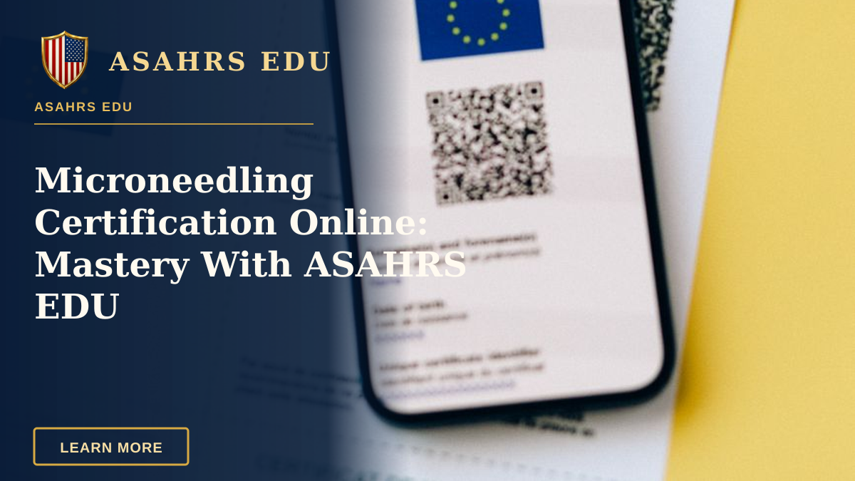 Microneedling Certification Online: Mastery With ASAHRS EDU — EU Digital COVID certificate with phone on yellow backdrop symbolizes travel safety.
