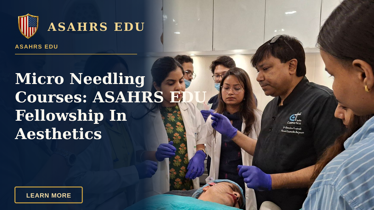 Micro Needling Courses: ASAHRS EDU Fellowship In Aesthetics — Dermatologists in training perform a procedure under supervision in a clinical setting.