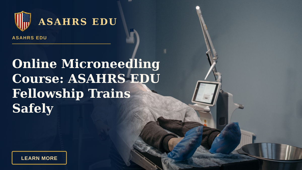 Online Microneedling Course: ASAHRS EDU Fellowship Trains Safely — A healthcare professional performs a laser procedure on a female patient in a sterile operating room.