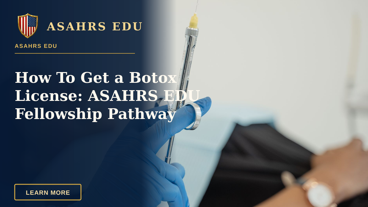 How To Get a Botox License: ASAHRS EDU Fellowship Pathway — A dentist holding a syringe with patient in background, showcasing dental procedure readiness.