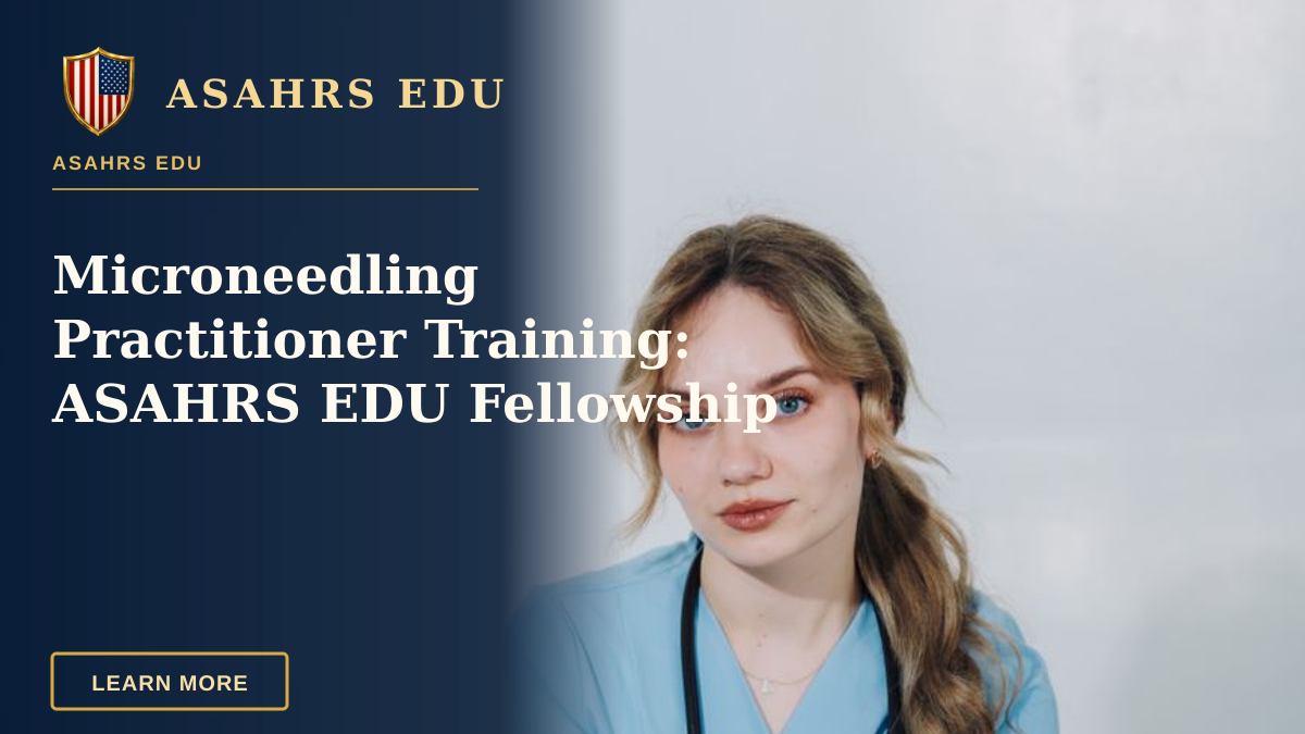 Microneedling Practitioner Training: ASAHRS EDU Fellowship — A young nurse in blue scrubs and stethoscope sitting on a chair indoors.