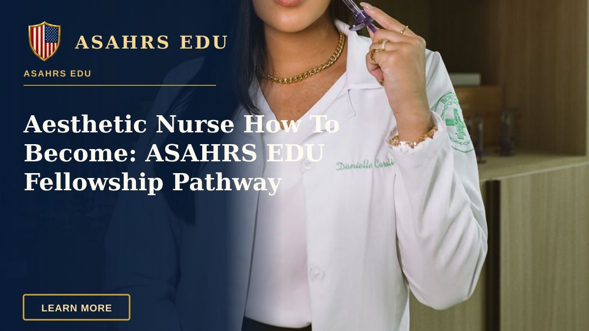 Aesthetic Nurse How To Become: ASAHRS EDU Fellowship Pathway — Young beautician in clinic holding a syringe, showcasing aesthetic medicine professionalism.