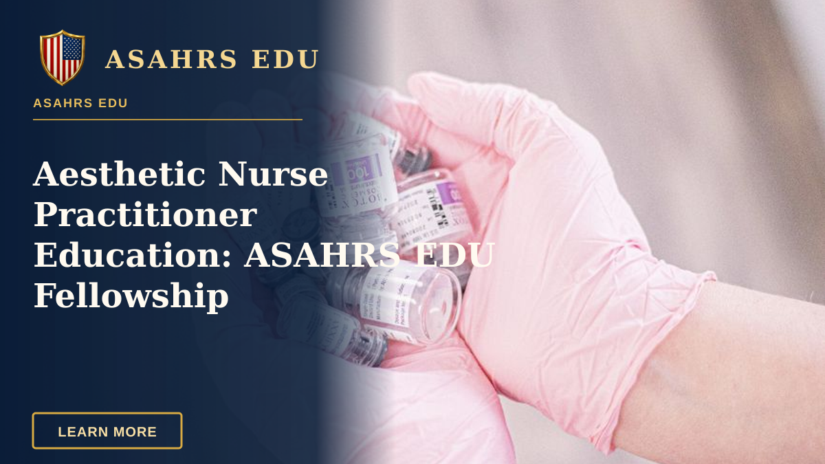 Aesthetic Nurse Practitioner Education: ASAHRS EDU Fellowship — Aesthetic nurse wearing pink gloves holding vials of injectable treatments, symbolizing modern beauty care.