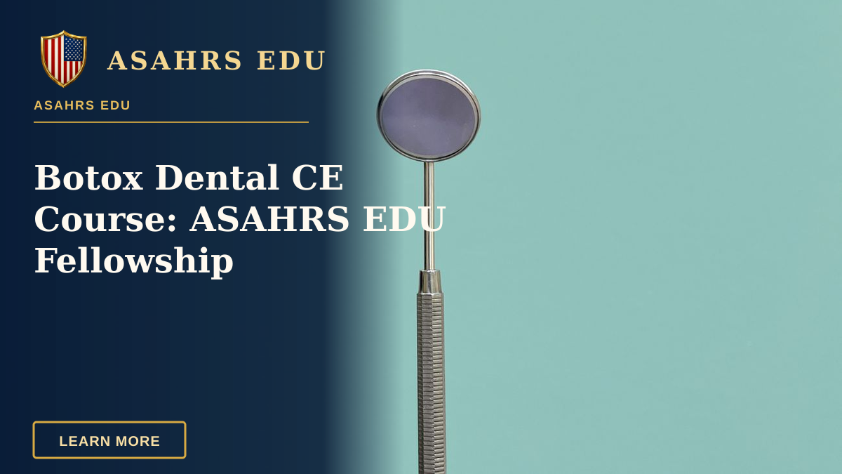 Botox Dental CE Course: ASAHRS EDU Fellowship — Close-up of a stainless steel dental mirror on a pastel teal background, ideal for healthcare themes.