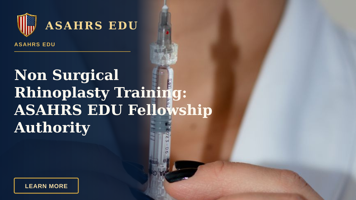 Non Surgical Rhinoplasty Training: ASAHRS EDU Fellowship Authority — Close-up of a woman with a syringe, highlighting aesthetics and healthcare themes.