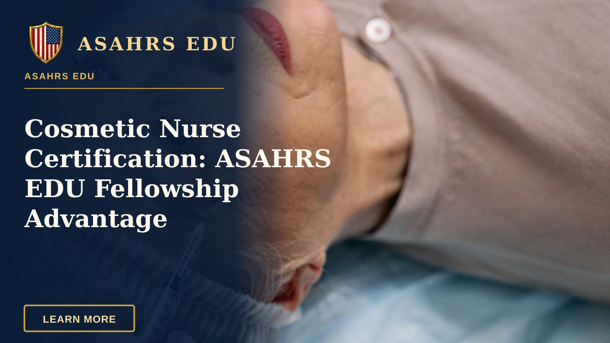 Cosmetic Nurse Certification: ASAHRS EDU Fellowship Advantage — A senior woman undergoes a cosmetic injection procedure in a medical facility.
