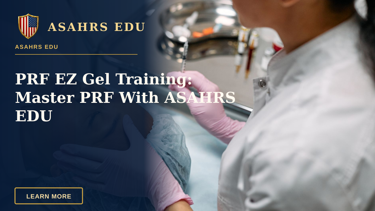 PRF EZ Gel Training: Master PRF With ASAHRS EDU — Professional administering skincare treatment with syringe indoors.