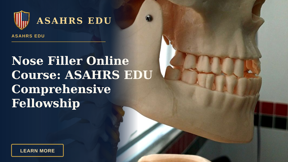 Nose Filler Online Course: ASAHRS EDU Comprehensive Fellowship — Close-up of a plastic human skull model used for educational purposes in a classroom setting.