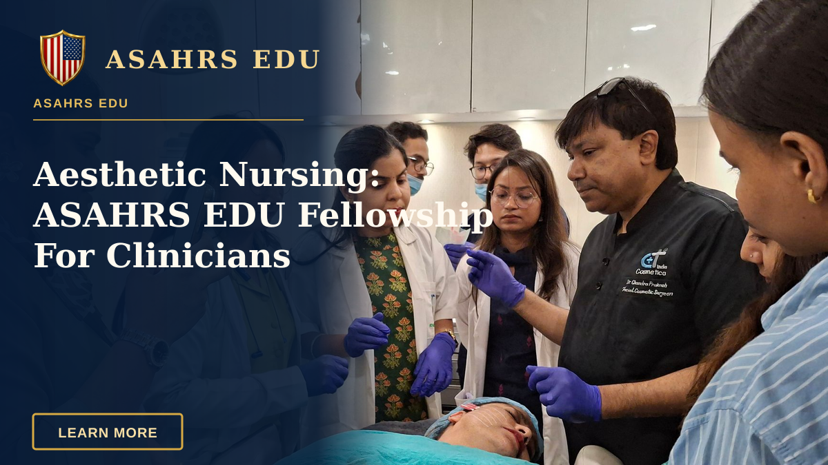 Aesthetic Nursing: ASAHRS EDU Fellowship For Clinicians — Dermatologists in training perform a procedure under supervision in a clinical setting.