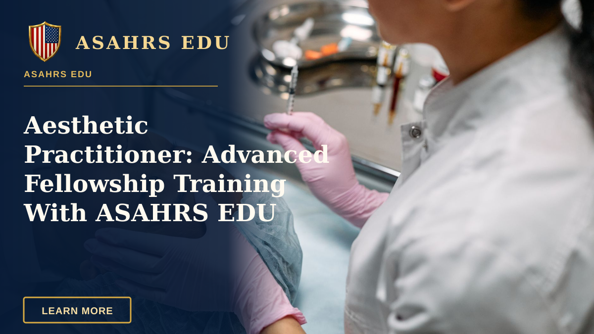Aesthetic Practitioner: Advanced Fellowship Training With ASAHRS EDU — Professional administering skincare treatment with syringe indoors.