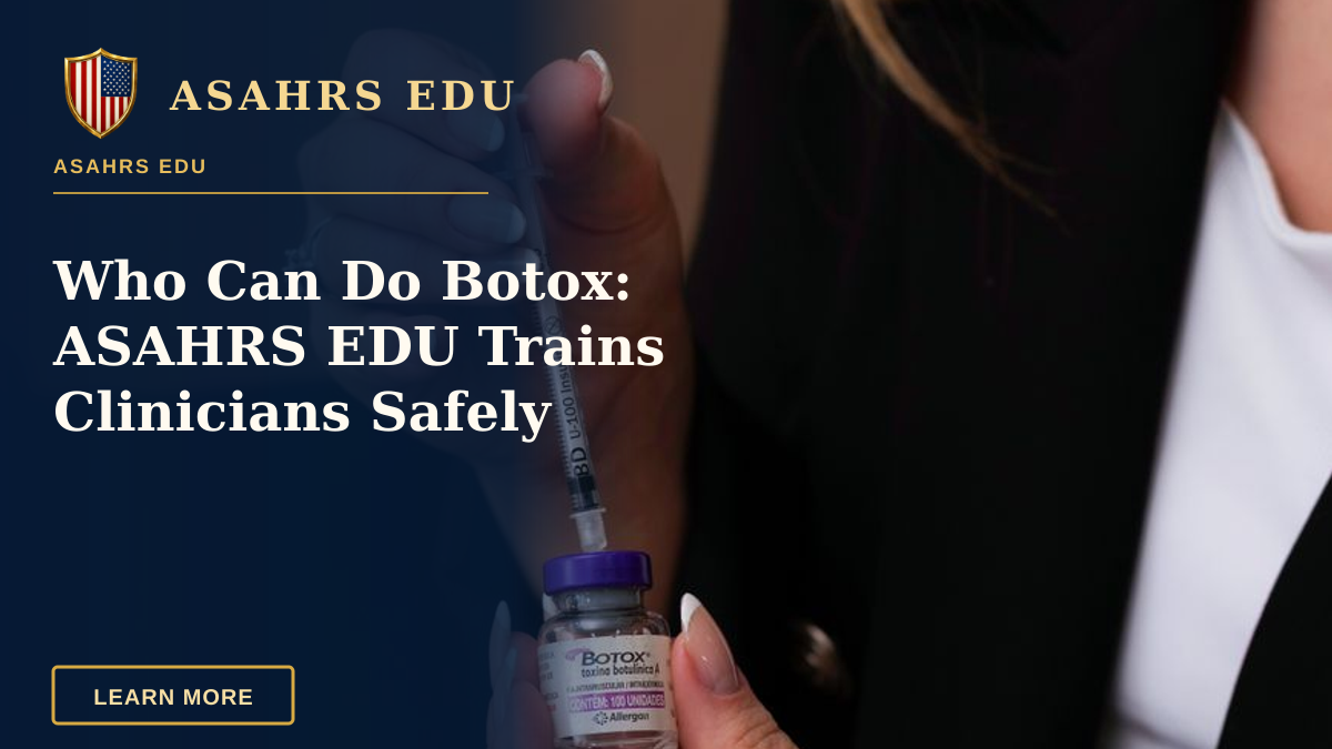 Who Can Do Botox: ASAHRS EDU Trains Clinicians Safely — Close-up of a female holding a Botox syringe, ideal for beauty and health themes.