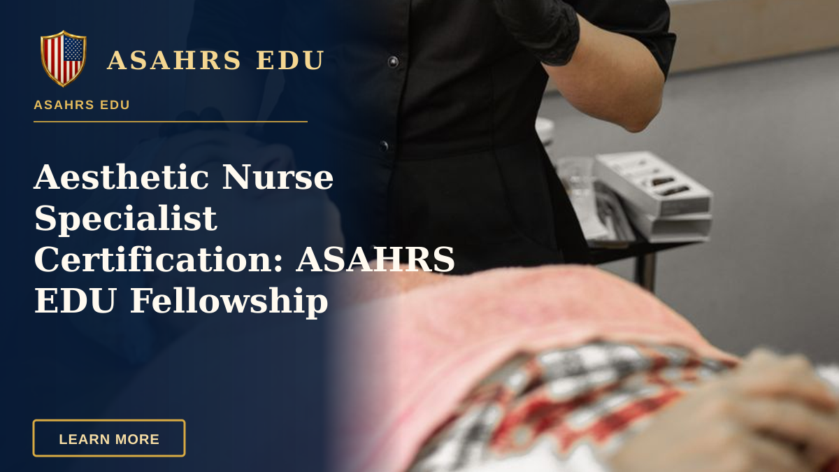 Aesthetic Nurse Specialist Certification: ASAHRS EDU Fellowship — Beauty specialist with black gloves performing a laser treatment on a client in a clinic.