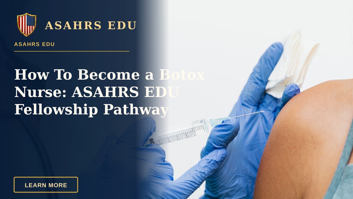 How To Become a Botox Nurse: ASAHRS EDU Fellowship Pathway — Close-up of a nurse in gloves giving a vaccination to a patient.