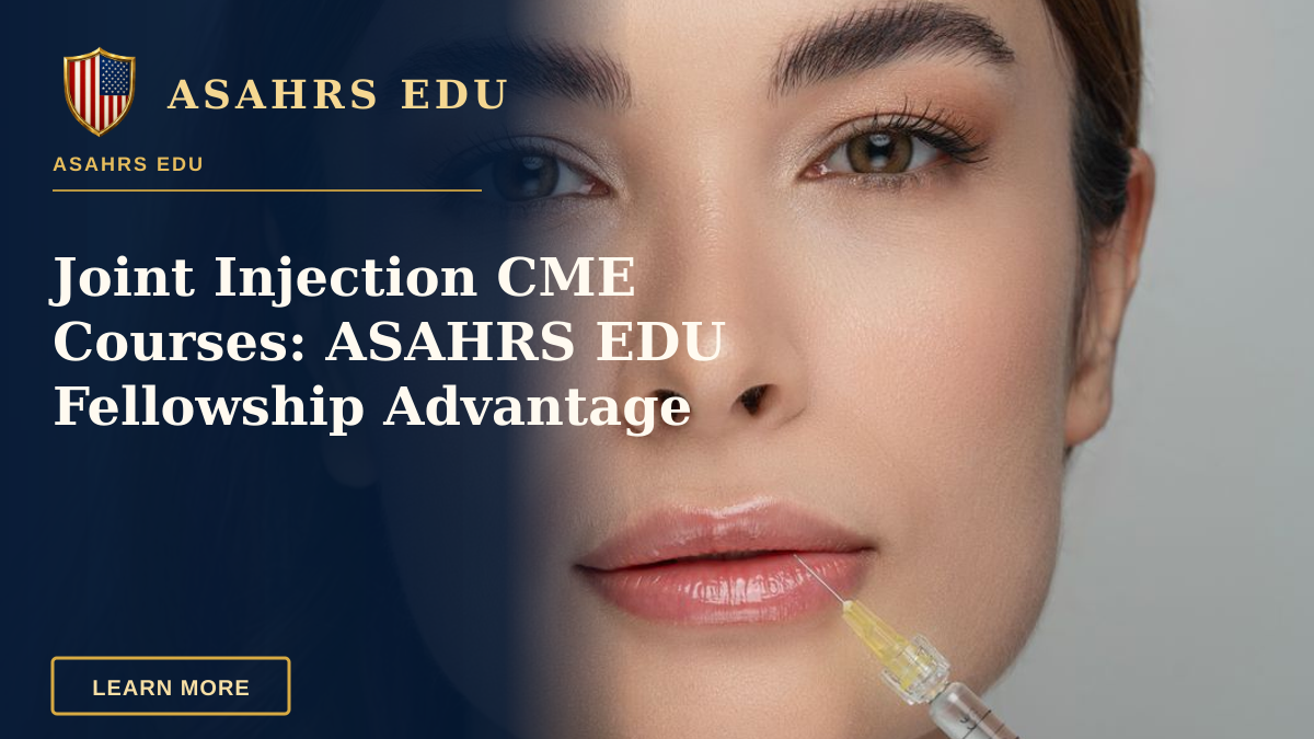 Joint Injection CME Courses: ASAHRS EDU Fellowship Advantage — Woman receiving a cosmetic lip injection by a professional in a clinical setting.