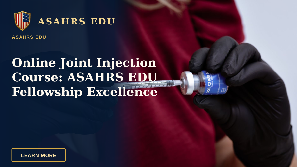 Online Joint Injection Course: ASAHRS EDU Fellowship Excellence — Professional administering Xeomin injection, emphasizing careful handling and precision.