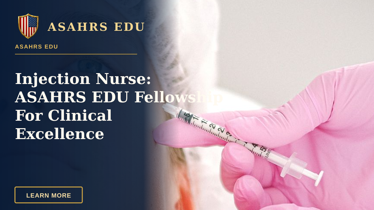 Injection Nurse: ASAHRS EDU Fellowship For Clinical Excellence — Close-up of a beautician administering facial injection treatment to a woman in a clinical setting.