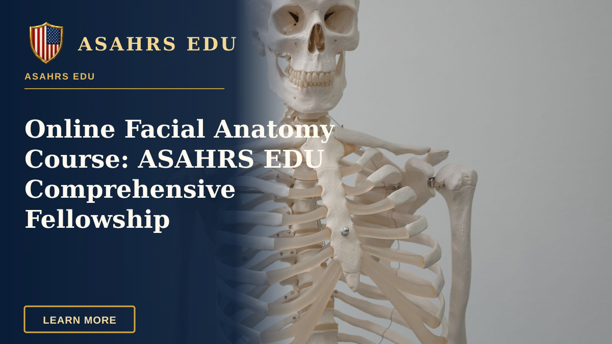 Online Facial Anatomy Course: ASAHRS EDU Comprehensive Fellowship — Close-up of a human skeleton model used for educational purposes in science and anatomy classes.