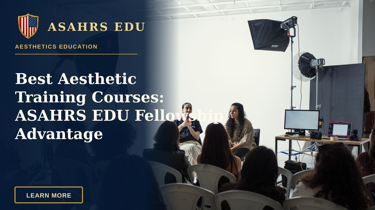 Best Aesthetic Training Courses: ASAHRS EDU Fellowship Advantage — Audience attending a professional photography workshop indoors with studio lighting setup.