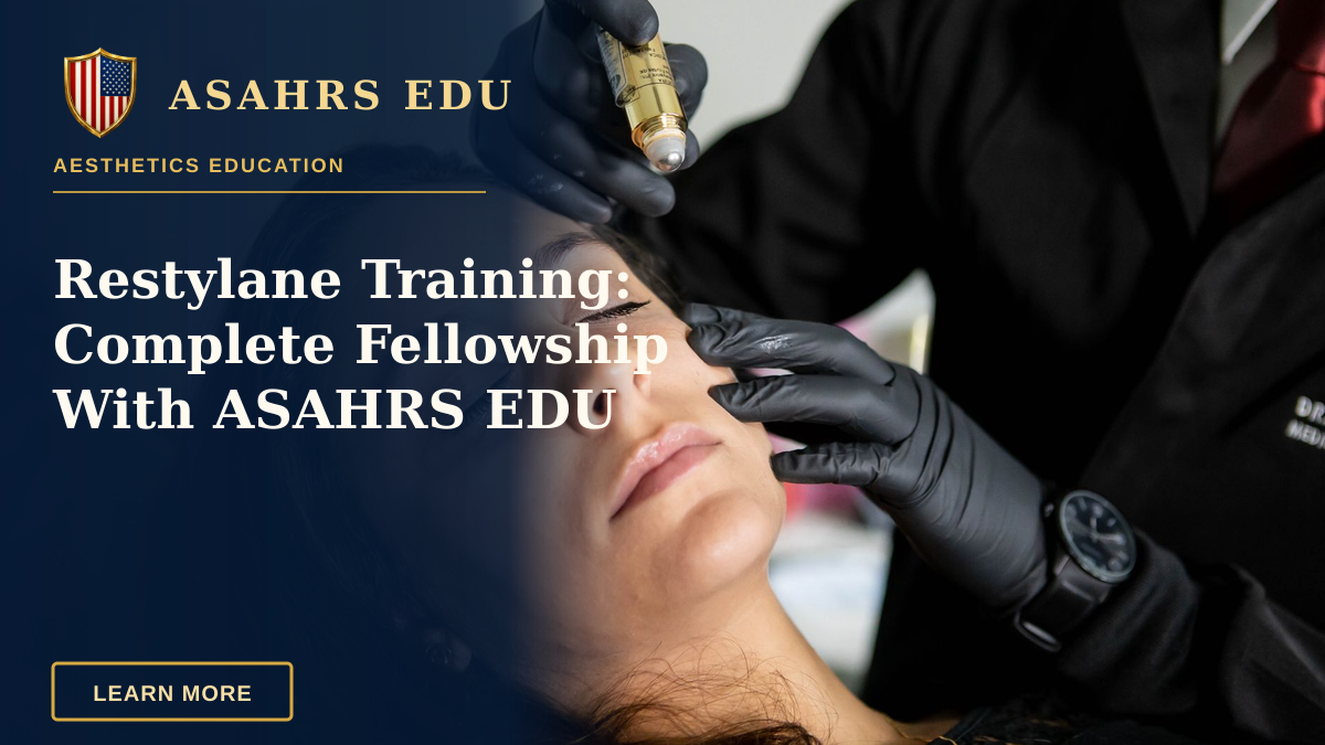 Restylane Training: Complete Fellowship With ASAHRS EDU — Close-up of a woman receiving a cosmetic skin care treatment in a clinic.