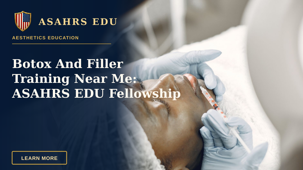 Botox And Filler Training Near Me: ASAHRS EDU Fellowship — Close-up of a woman receiving a cosmetic lip injection in a clinic setting.