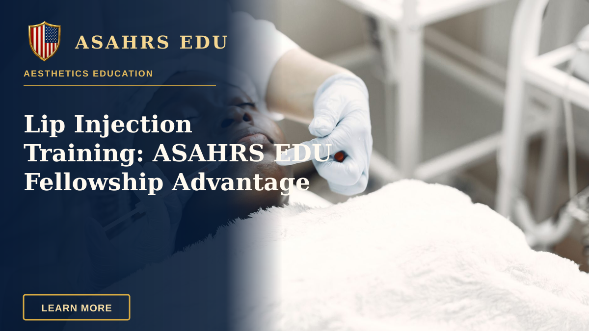 Lip Injection Training: ASAHRS EDU Fellowship Advantage — A woman receiving a cosmetic injection with syringe in a medical setting.