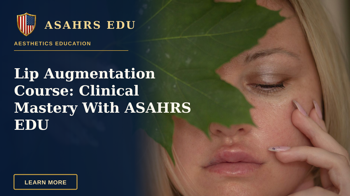 Lip Augmentation Course: Clinical Mastery With ASAHRS EDU — Close-up portrait of a woman partially hidden behind a green leaf, creating an elegant and natural look.