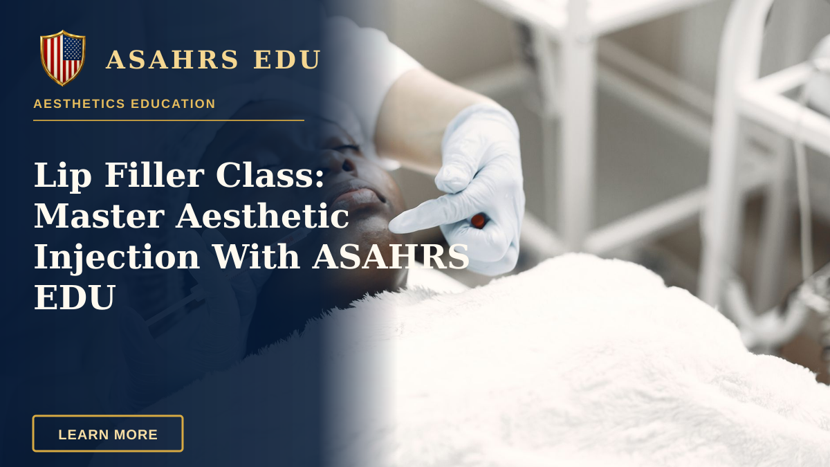 Lip Filler Class: Master Aesthetic Injection With ASAHRS EDU — A woman receiving a cosmetic injection with syringe in a medical setting.