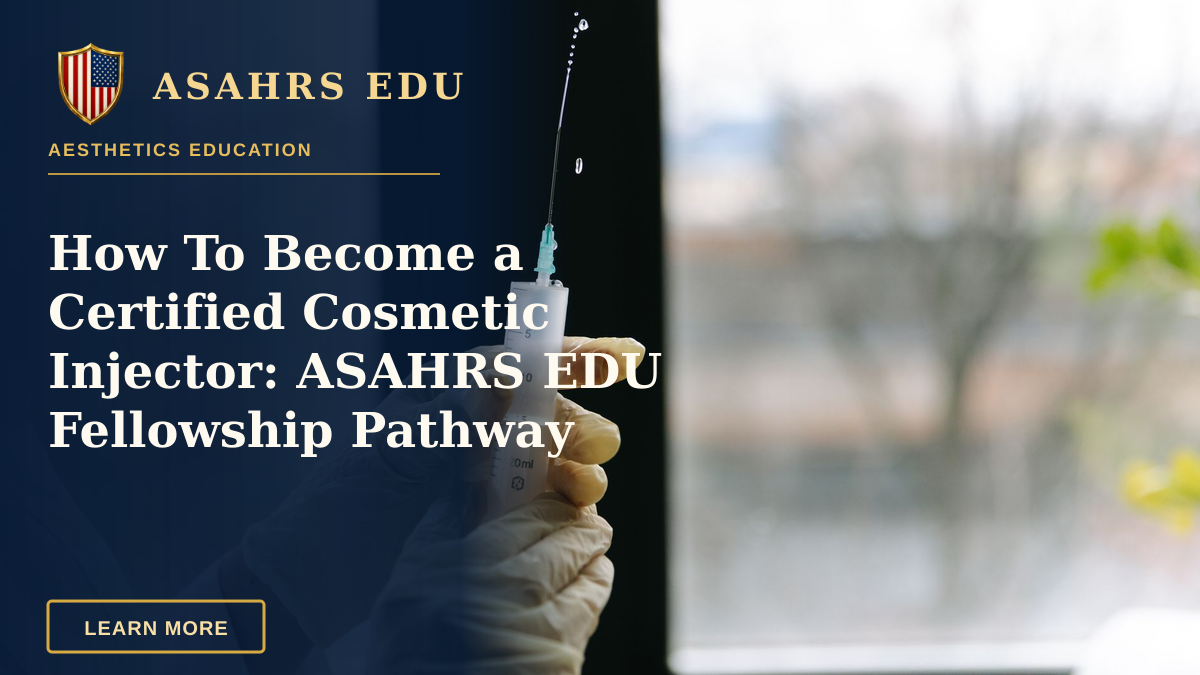 How To Become a Certified Cosmetic Injector: ASAHRS EDU Fellowship Pathway — Medical professional holding a syringe, prepared for injection, in a clinical setting.