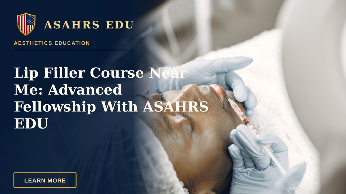 Lip Filler Course Near Me: Advanced Fellowship With ASAHRS EDU — Close-up of a woman receiving a cosmetic lip injection in a clinic setting.