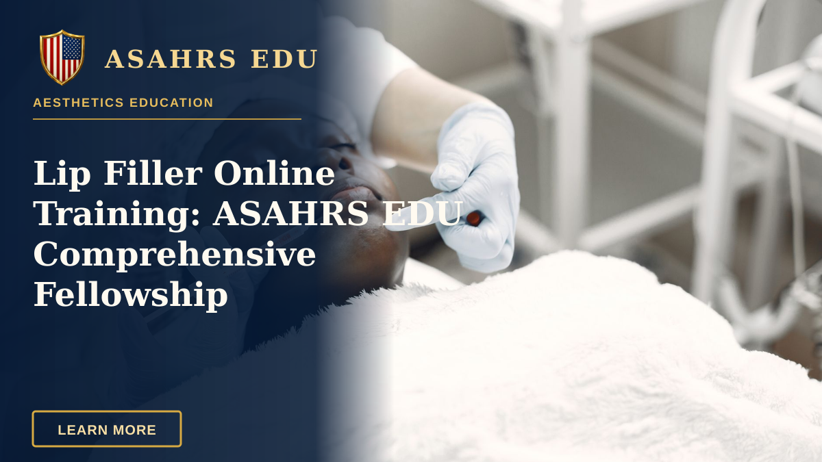 Lip Filler Online Training: ASAHRS EDU Comprehensive Fellowship — A woman receiving a cosmetic injection with syringe in a medical setting.