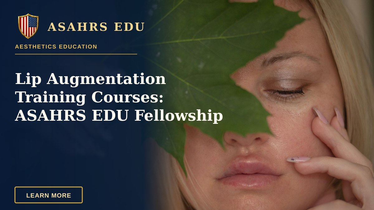 Lip Augmentation Training Courses: ASAHRS EDU Fellowship — Close-up portrait of a woman partially hidden behind a green leaf, creating an elegant and natural look.