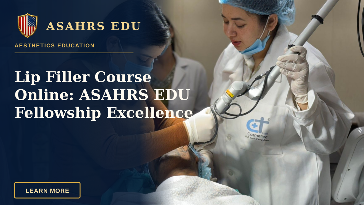Lip Filler Course Online: ASAHRS EDU Fellowship Excellence — A beautician administering cosmetic treatment to client in clinic.