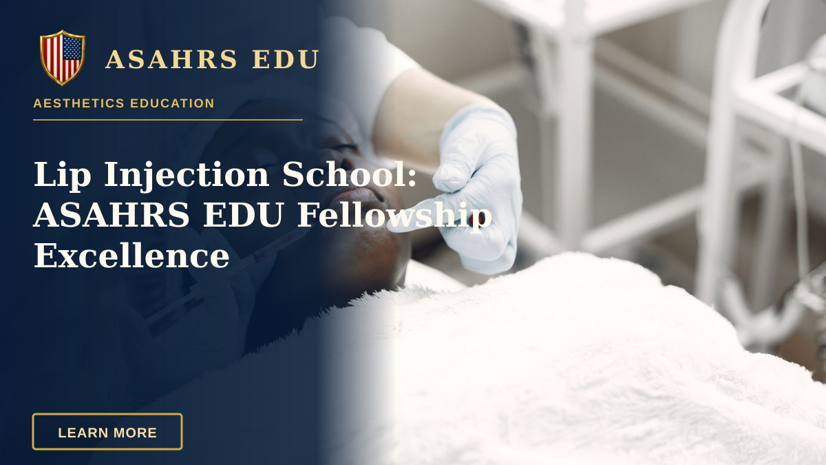 Lip Injection School: ASAHRS EDU Fellowship Excellence — A woman receiving a cosmetic injection with syringe in a medical setting.