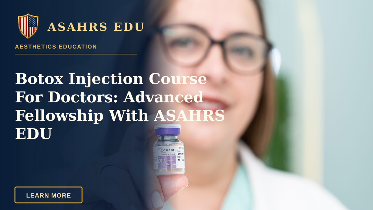 Botox Injection Course For Doctors: Advanced Fellowship With ASAHRS EDU — A woman holding a Botox vial, highlighting aesthetic medical cosmetics and beauty treatment.