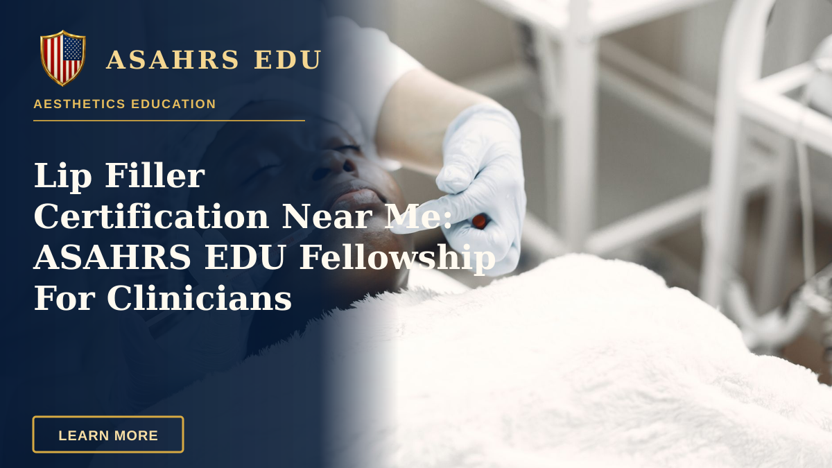 Lip Filler Certification Near Me: ASAHRS EDU Fellowship For Clinicians — A woman receiving a cosmetic injection with syringe in a medical setting.