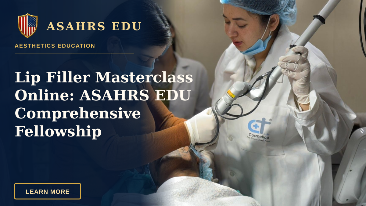 Lip Filler Masterclass Online: ASAHRS EDU Comprehensive Fellowship — A beautician administering cosmetic treatment to client in clinic.